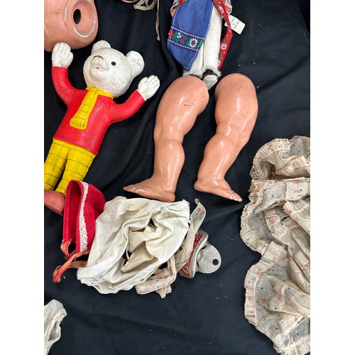 94 - Selection of vintage childrens toys/ dolls,  Rupert bear etc