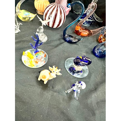 107 - Selection of assorted art glass includes vases, jugs, swans etc