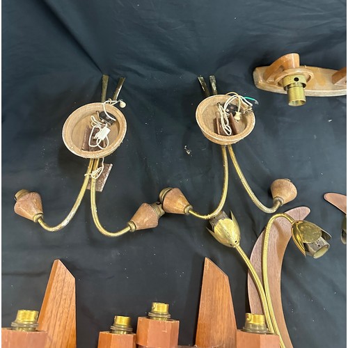 141 - Selection of mid century teak lights, untested