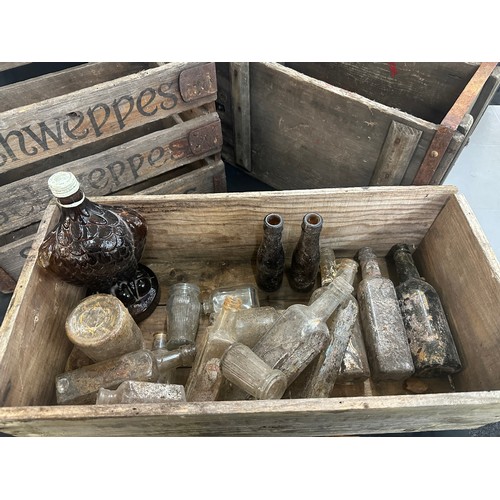 255 - Carboy (large) portugese wooden sardines box advertising bottle, schwepps crate and wooden ammo box