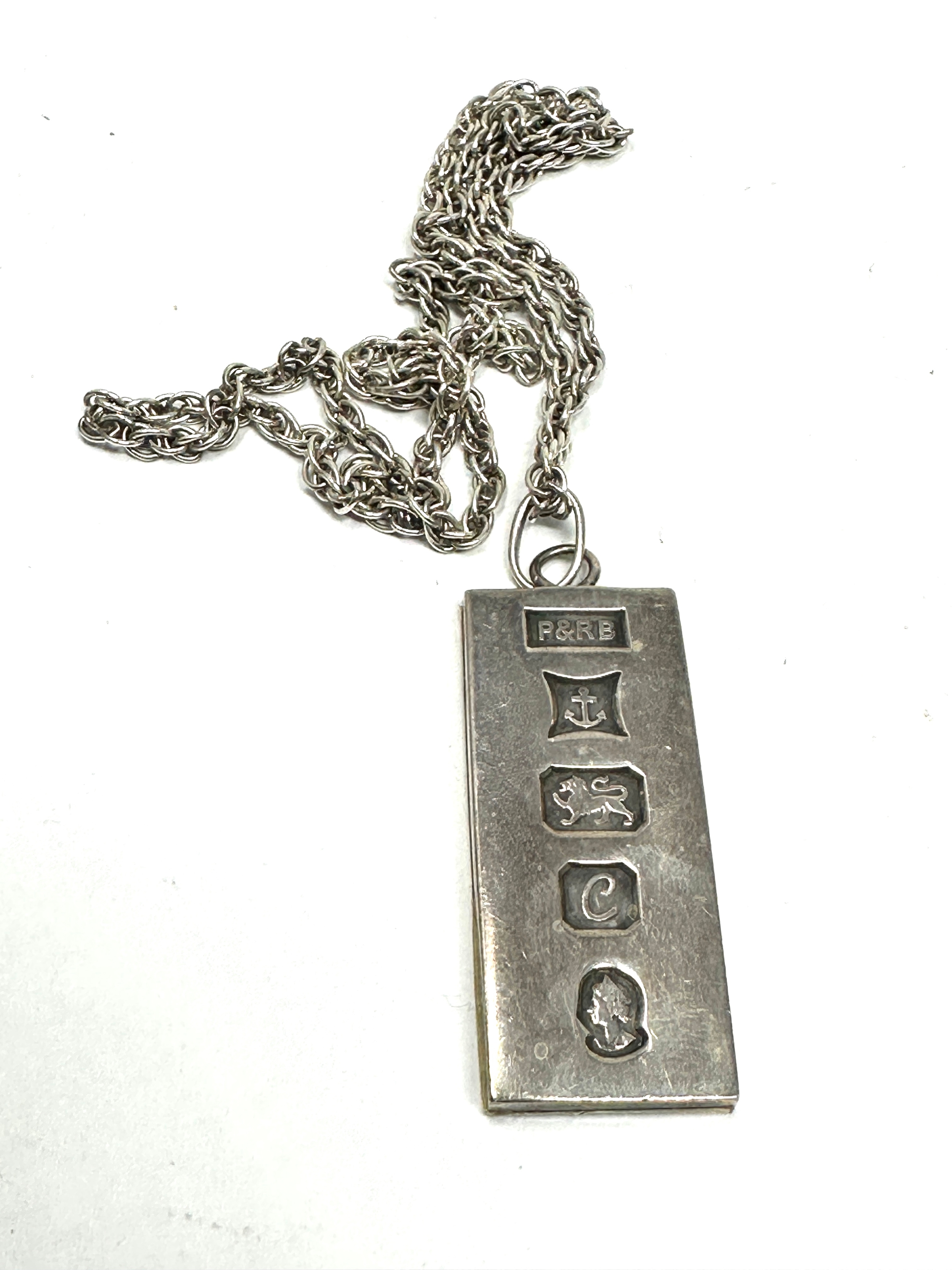 Silver ingot necklace Birmingham 1977 silver jubilee (44g)