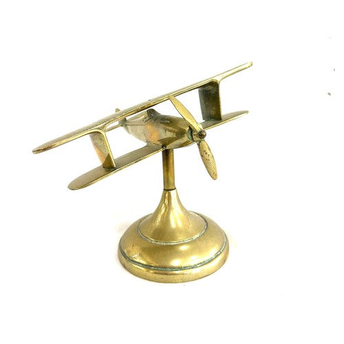 49 - Vintage brass desktop airplane model, approximate measurements: 6 inches tall