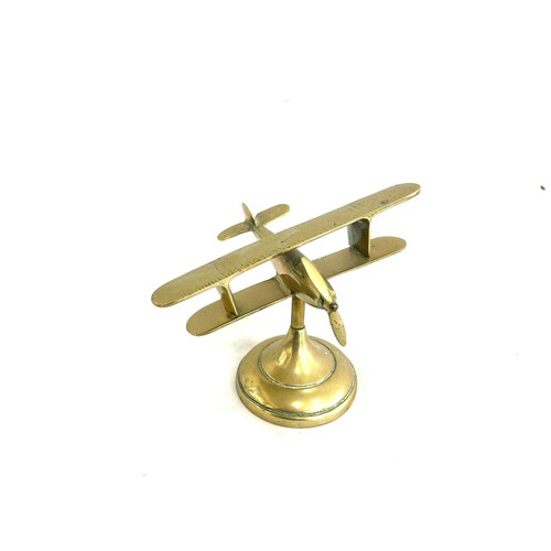 49 - Vintage brass desktop airplane model, approximate measurements: 6 inches tall