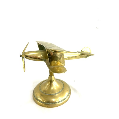 49 - Vintage brass desktop airplane model, approximate measurements: 6 inches tall