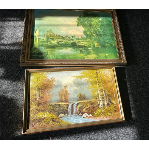 150 - 2 Gilt framed pictures largest measures approximately 39 inches long 29 inches tall