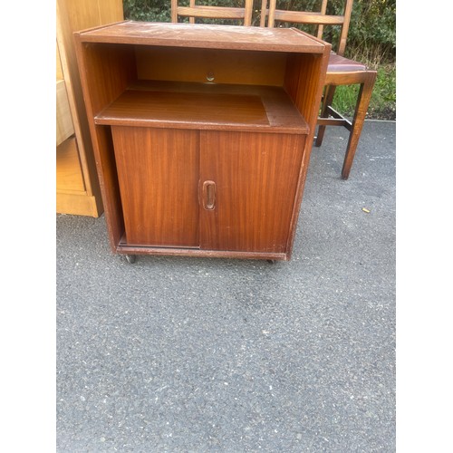 361 - Teak hi fi cabinet with sliding door measures approximately 20 inches wide 18 inches depth 24 inches... 