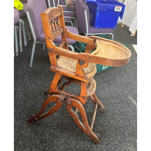 374 - Antique metamorphic high chair