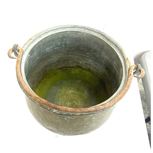 258 - Antique brass cauldron measures approximately 15  inches wide 11 inches tall