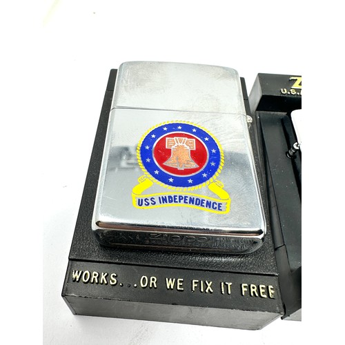2 x Zippo Lighters Inc Military HMS Ark Royal Slim Chrome