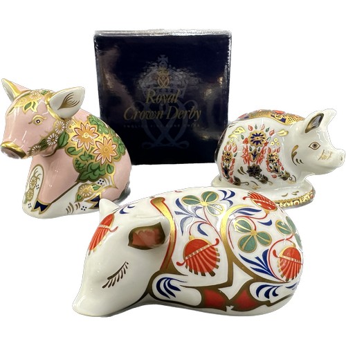 419 - Three Royal Crown Derby paperweights, Pickworth Piglet, exclusive limited edition commissioned by Si... 