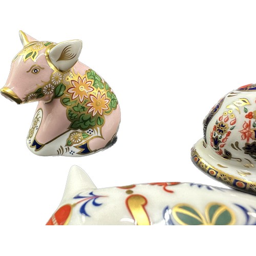 419 - Three Royal Crown Derby paperweights, Pickworth Piglet, exclusive limited edition commissioned by Si... 