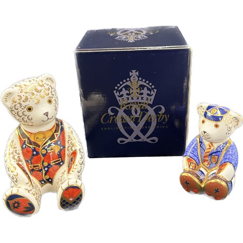 415 - Two Royal Crown Derby Debonair Bear paperweight, 12cm, exclusive to the Royal Crown Derby Collectors... 