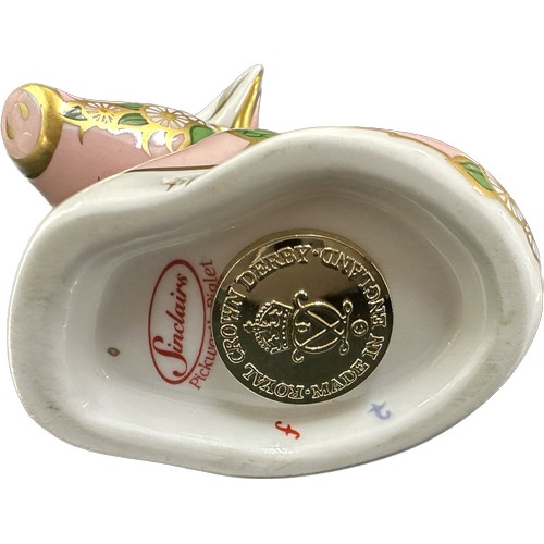 419 - Three Royal Crown Derby paperweights, Pickworth Piglet, exclusive limited edition commissioned by Si... 