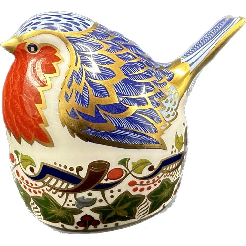 420 - Two Royal Crown Derby Paperweights, White Swan nesting and Robin Nesting, both with silver stoppers ... 