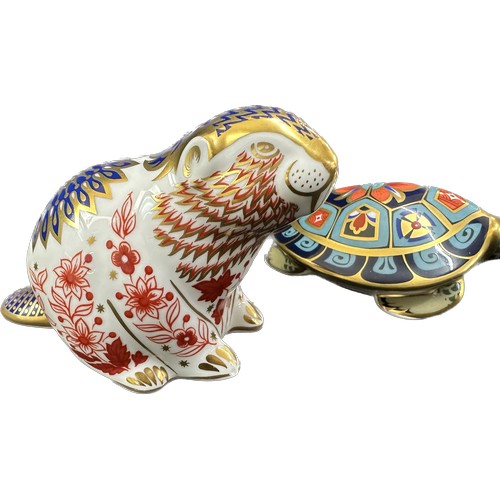 421 - Two Royal Crown Derby paperweights,  Terrapin, 10cm long, gold signature edition, commissioned by Th... 