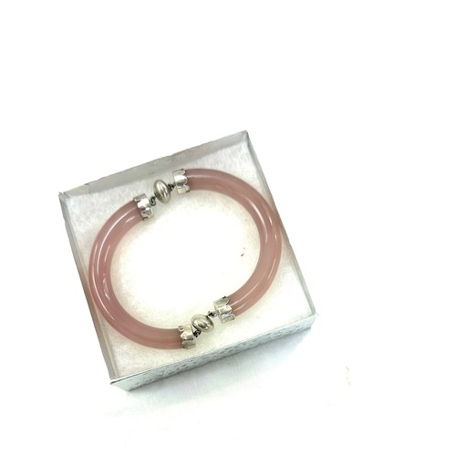 495 - H/M Silver and rose quartz bracelet