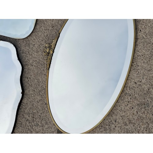 351 - 2 Frameless beveled edge mirrors and 1 other largest measures approximately 27 inches wide 15.5 inch... 