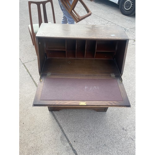 385 - Antique 3 drawer bureau approximate measurements: 30 inches wide 15 inches depth 38 inches tall