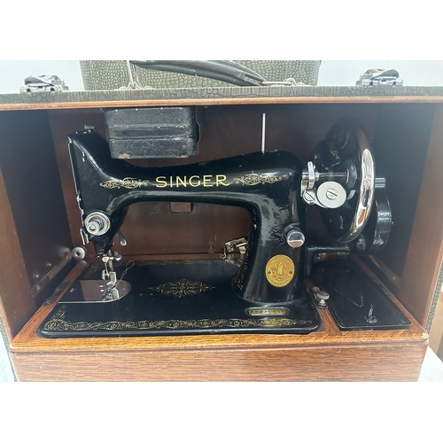 153 - Vintage cased singer sewing machine, untested