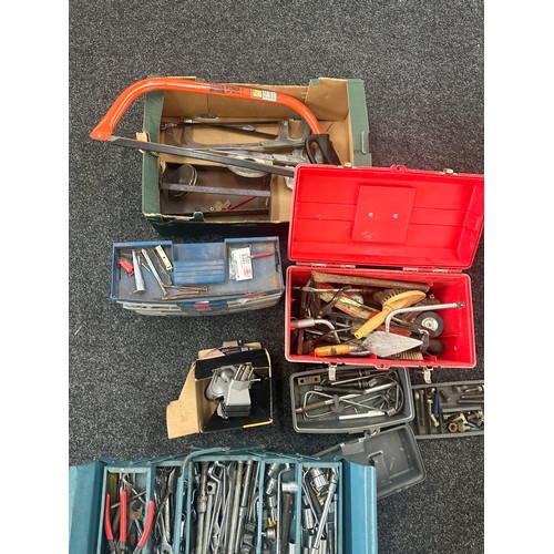 180 - Large selection of vintage and later tools to include tool boxes, nuts, bolts, spanners etc