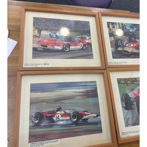 19 - Four framed signed prints of racing cars by Micheal Turner measures approx 13 inches tall by 15 inch... 