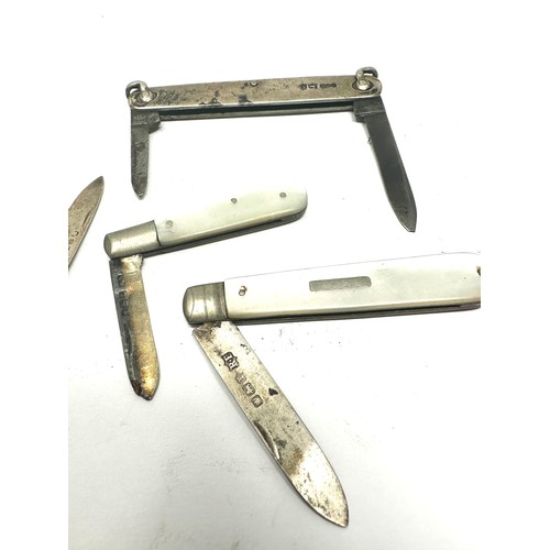 70 - 4 x antique silver fruit knives