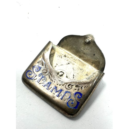 62 - antique silver stamp case w/ enamel