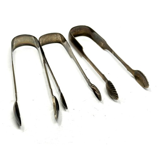 58 - 3 x .925 sterling georgian sugar tongs