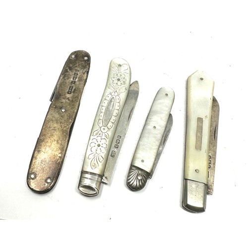 69 - 4 x .925 sterling fruit knives inc mop handles