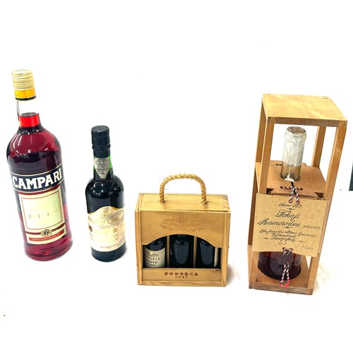 626 - 3 Bottles of vintage alcohol includes Henriques, campari, Tokaji etc