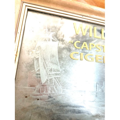 36 - Framed advertising Wills Capstan Cigerettes mirror measures approximately 18 inches tall 23.5 inches... 