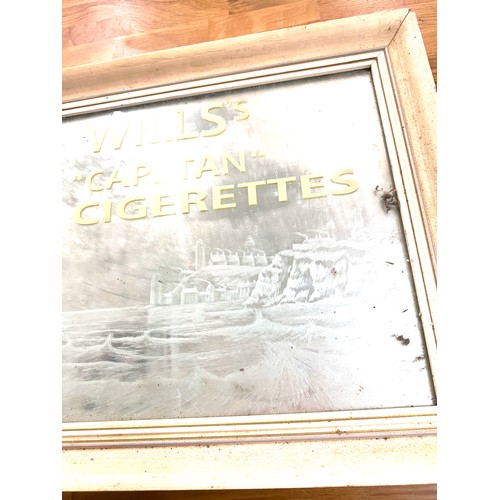 36 - Framed advertising Wills Capstan Cigerettes mirror measures approximately 18 inches tall 23.5 inches... 