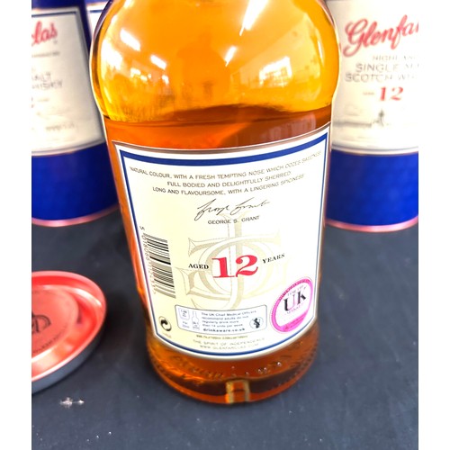 567 - 3 new and sealed bottles of Glenfarclas single malt scotch whisky aged 12 year, 43% 70cl