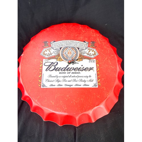 30 - 2 Advertising bottle cap design wall clocks includes Budweiser etc 14 inches diameter