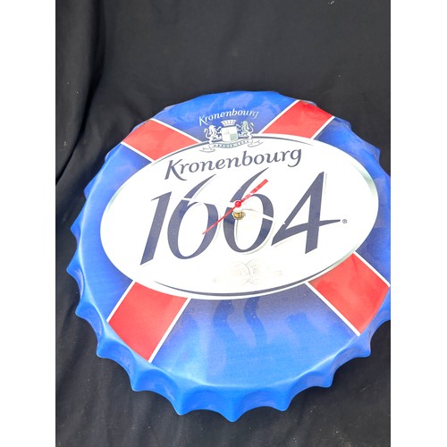 30 - 2 Advertising bottle cap design wall clocks includes Budweiser etc 14 inches diameter