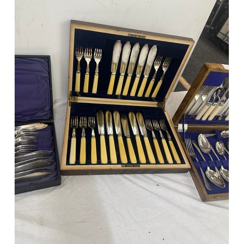 7 - 5 Cased EPNS cutlery sets includes fish knife and forks etc