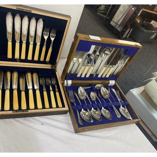 7 - 5 Cased EPNS cutlery sets includes fish knife and forks etc