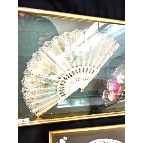 69 - 2 Framed vintage fan pictures largest measures approximately 25 inches wide 25 inches tall