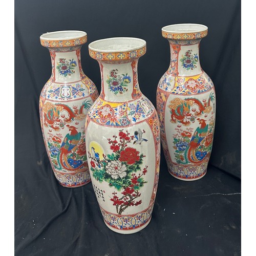 28 - 3 Oriental vases, 18 inches tall