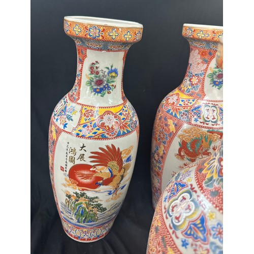 28 - 3 Oriental vases, 18 inches tall