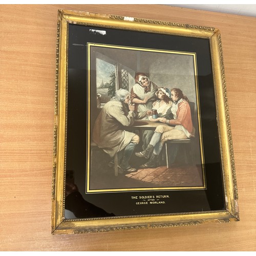 83 - Framed the soldiers return george morland print on glass measures approximately 19 inches wide 22 in... 