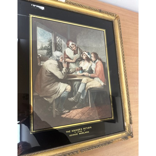 83 - Framed the soldiers return george morland print on glass measures approximately 19 inches wide 22 in... 