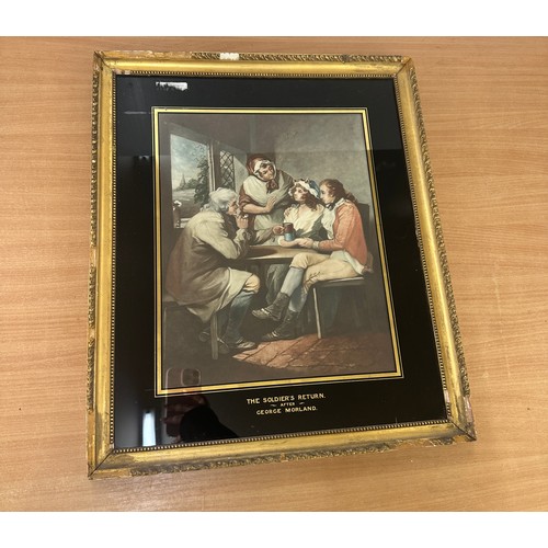 83 - Framed the soldiers return george morland print on glass measures approximately 19 inches wide 22 in... 