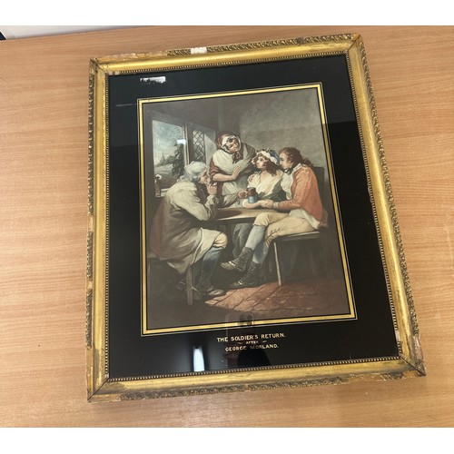 83 - Framed the soldiers return george morland print on glass measures approximately 19 inches wide 22 in... 