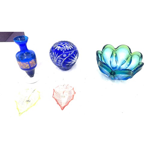 85 - Selection of assorted coloured glass includes bowl, vases etc