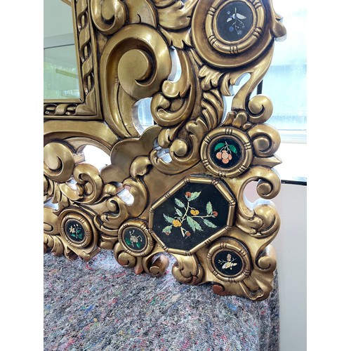 281A - Gilt frame pietra dura panelled large interior mirror, by Victoria collection, approximate measureme... 