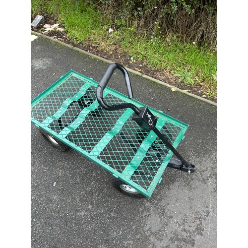 281E - Small metal pull along trolley, approximate measurements: Length 37.5 inches, Width 20 inches, Heigh... 