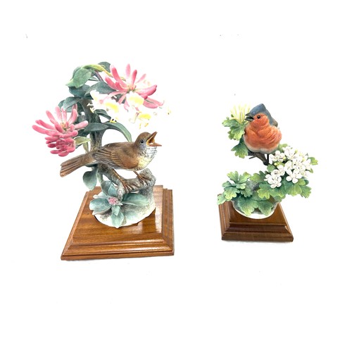 71 - Selection of bird figures on wooden stands, damaged