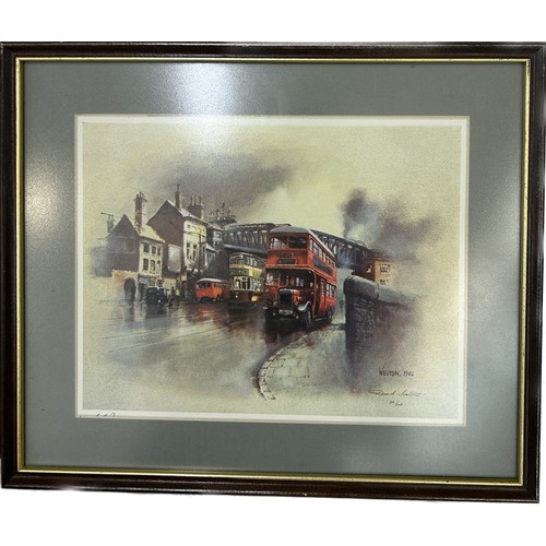 9 - Selection 3 David Western framed prints dated 1982, well known Leicester artist, approximate frame m... 