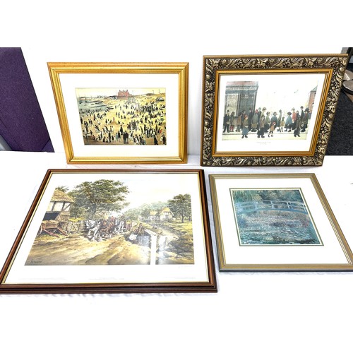 23 - Selection of framed prints to include Lowry, Monet etc, largest frame measures: 19 x 23 inches